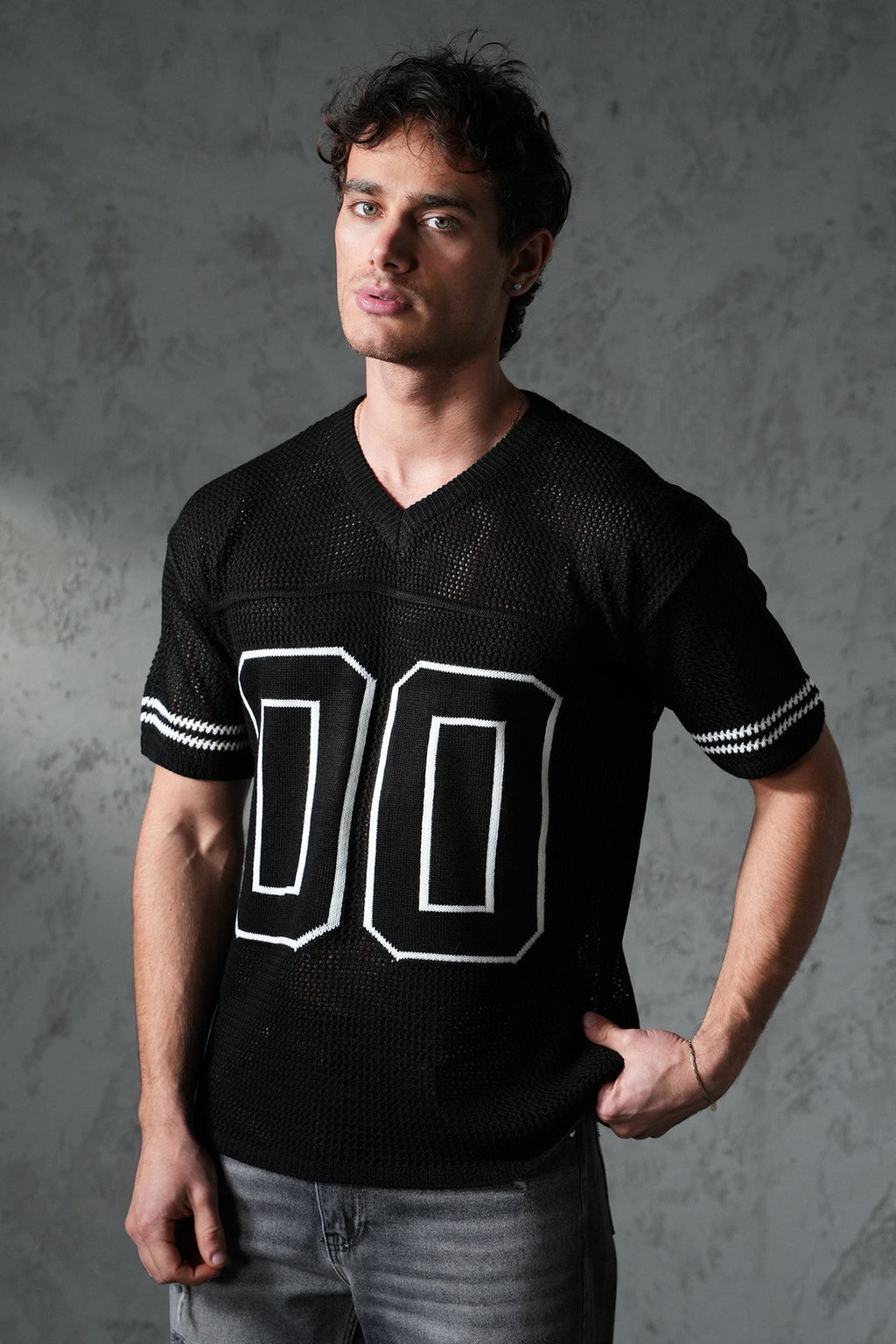 KNITTED MEMBERS JERSEY - BLACK