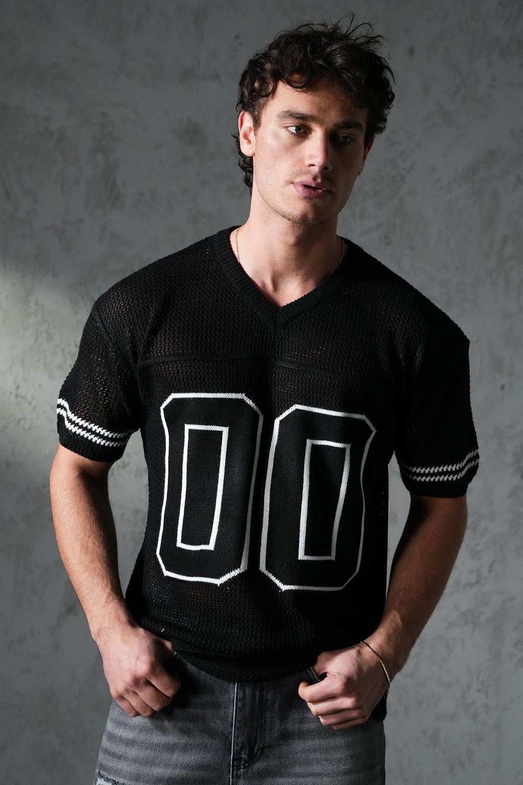 KNITTED MEMBERS JERSEY - BLACK